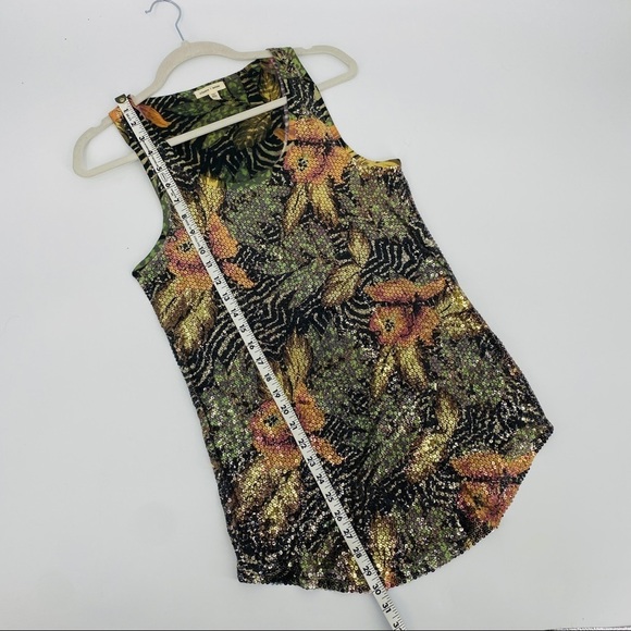 Silence + Noice Anthropologie Tropical Sequined Tank Top Jungle Animal sz Sm - Picture 12 of 13